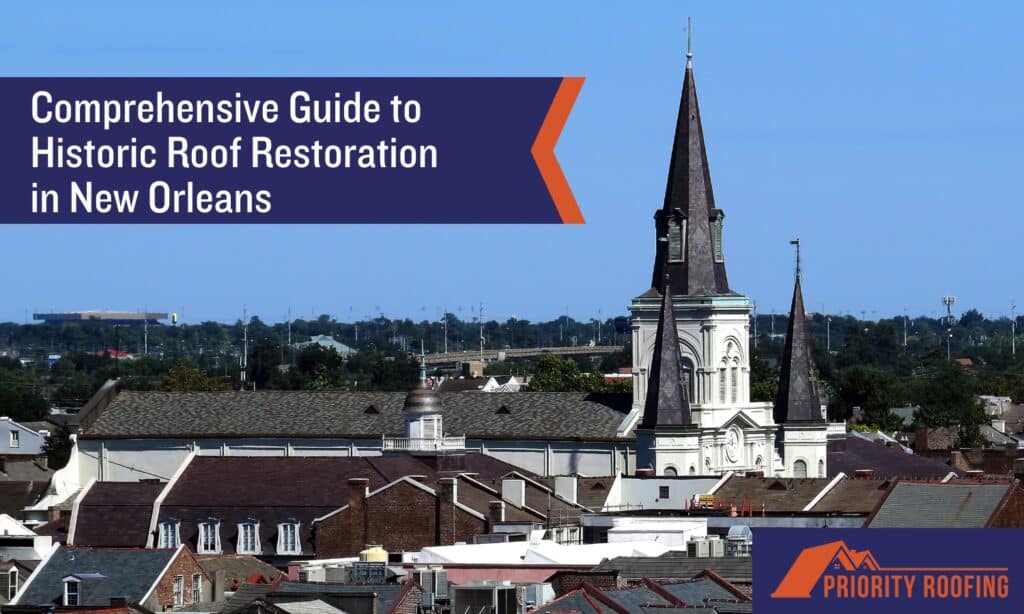 Historic rooftops in New Orleans with St. Louis Cathedral spires, representing the importance of preserving architectural heritage.