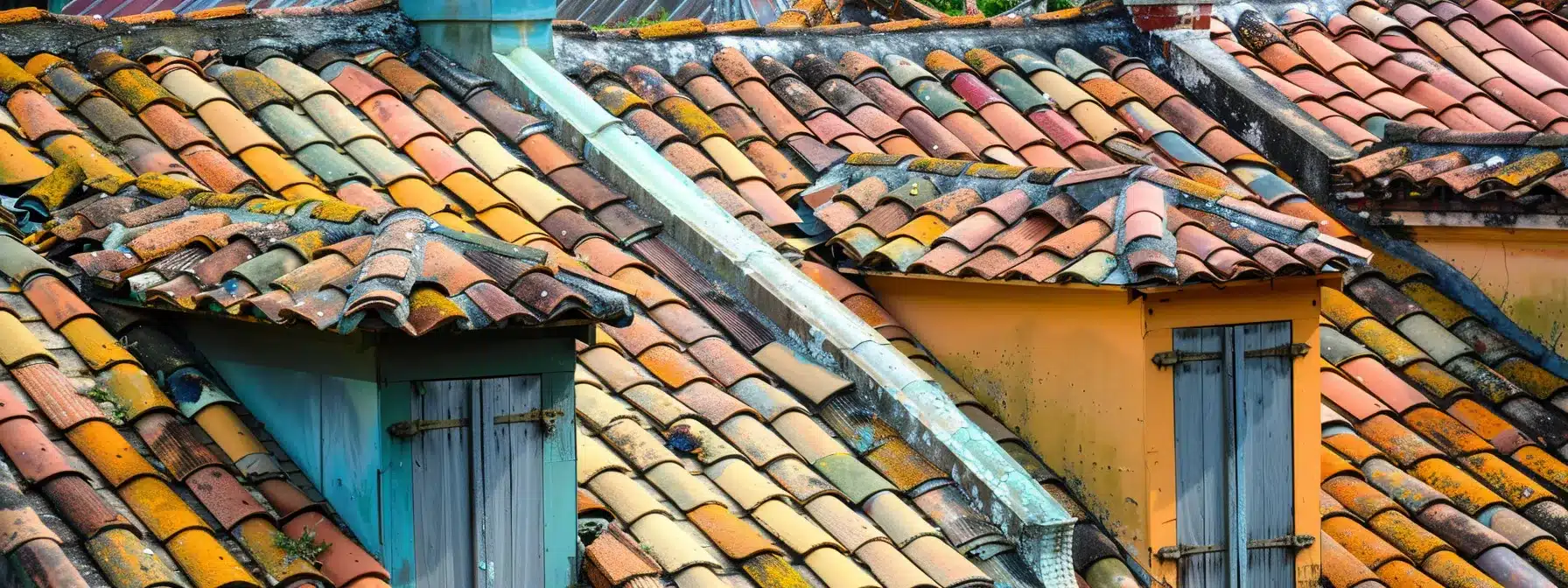 a vibrant photo capturing a colorful array of clay tile roofs adorning historic homes in new orleans.